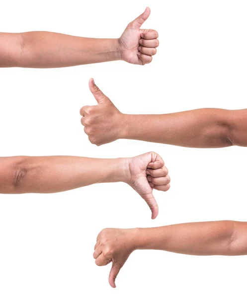 Набор человеческих рук, показывающих жесты или знак, как и и в отличие от изолы — стоковое фото