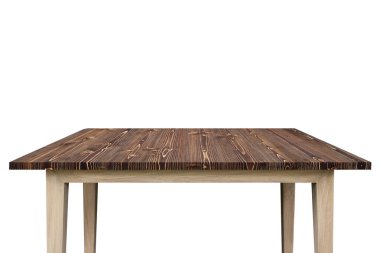 Ahşap raf veya sayaç üzerinde beyaz adam izole boş üstünde