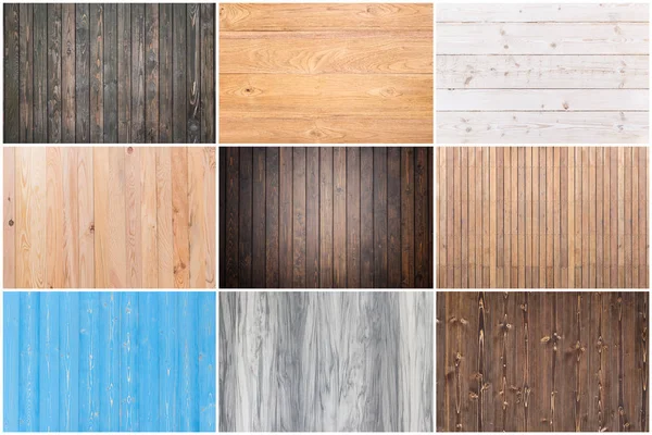 Set de diferentes texturas de pared de madera para uso de fondo —  Fotos de Stock