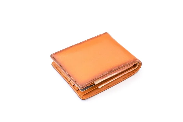 New Leather Brown Men Wallet Isolated White Background — Stock Photo, Image