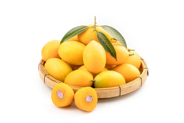 Close Fresh Yellow Marian Plum Fruit Mayongchid Thai Name Isolated — Stock Photo, Image