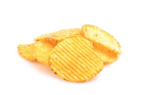 Stapel Von Kartoffelchips Für Lebensmittel Oder Snack Konzept Studioaufnahme Isoliert — Stockfoto