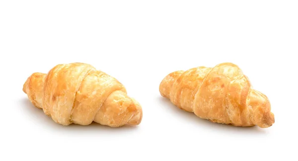 Închide Croissantul Proaspăt Studio Împușcat Izolat Fundal Alb Alimente Nesănătoase — Fotografie, imagine de stoc