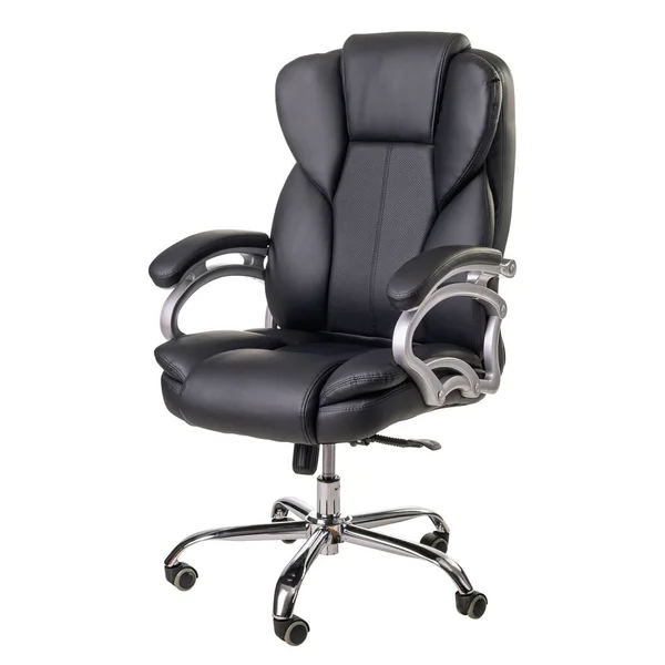 白い背景に隔離された新しい黒いオフィスの健康的な椅子 — ストック写真