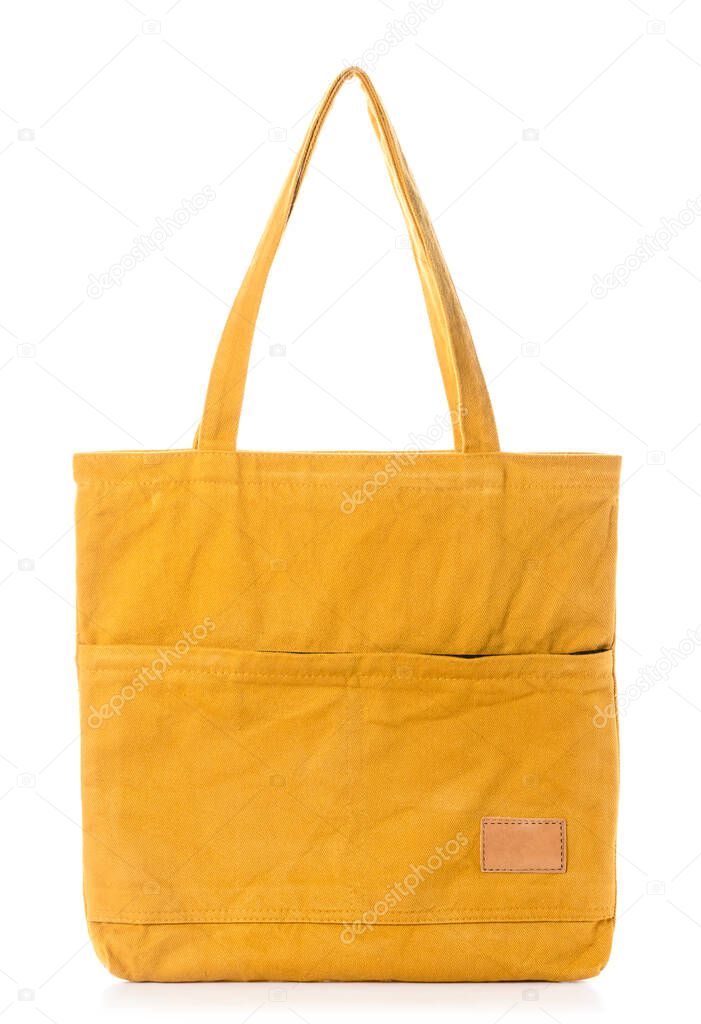 New blank brown cotton bag isolated on white background