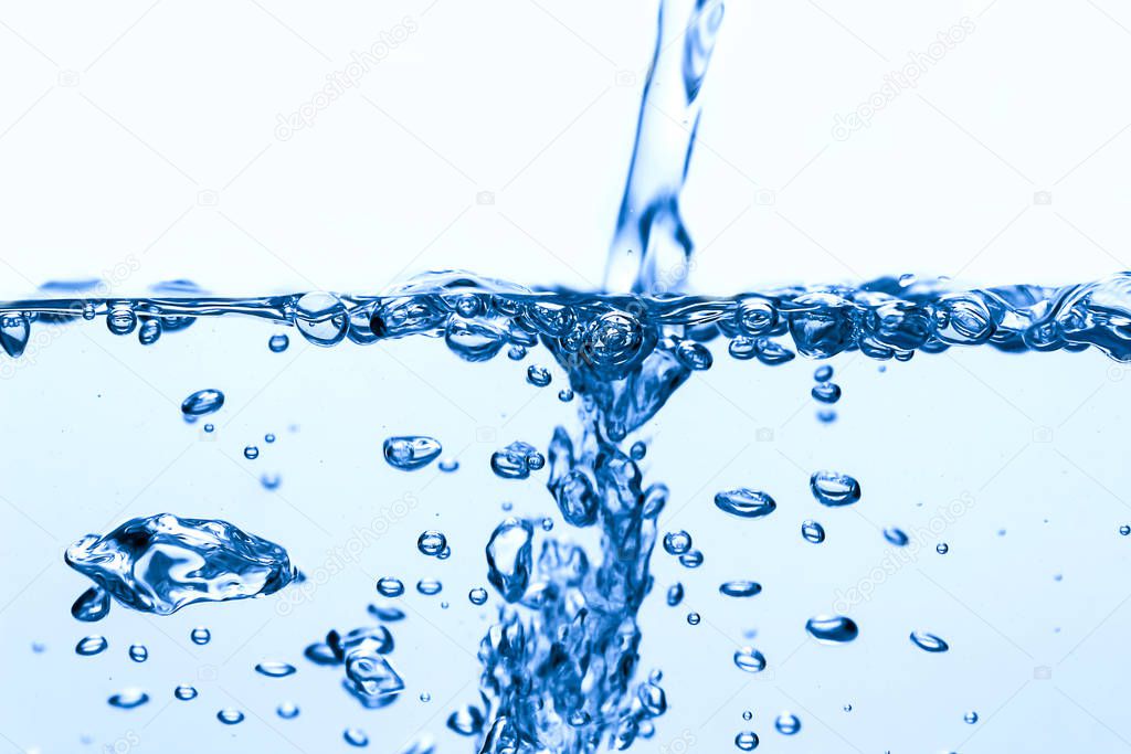 Splashing Water, Blue, Rippled, White Background