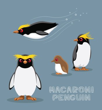 Makarna Penguen Çizgi Filmi Vektör İllüstrasyonu