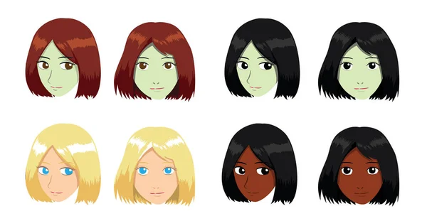 Bob Hair Girl Vector Ilustração —  Vetores de Stock