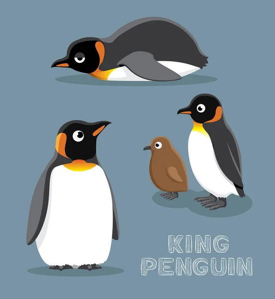 Kung Pingvin Tecknad Vektor Illustration — Stock vektor