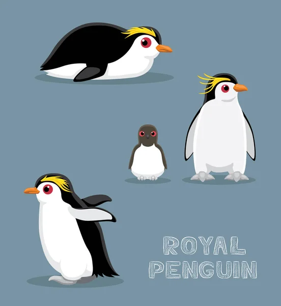 Királyi Pingvin Rajzfilm Vektor Illusztráció — Stock Vector