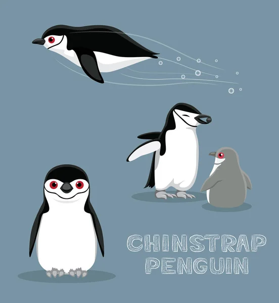 Chinstrap Pinguim Cartoon Vector Ilustração —  Vetores de Stock