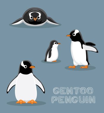 Gentoo Penguen Çizgi Filmi Vektör İllüstrasyonu