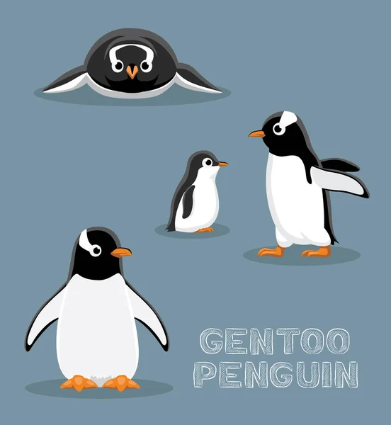 Gentoo Penguin Cartoon Vector Illustration — Stock Vector