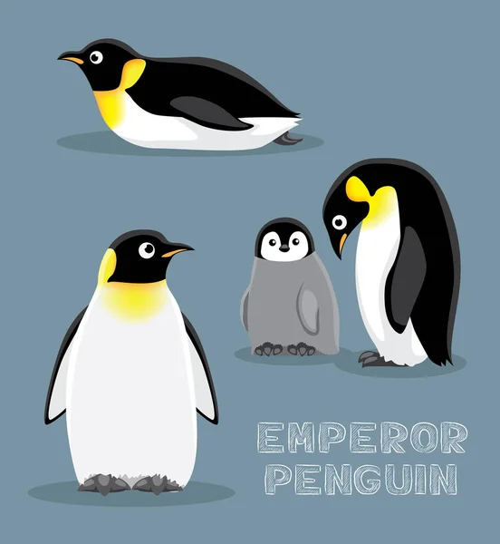 Imperador Pinguim Cartoon Vector Ilustração — Vetor de Stock