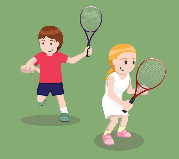 Tenis Pose Cartoon Vector Ilustración — Archivo Imágenes Vectoriales