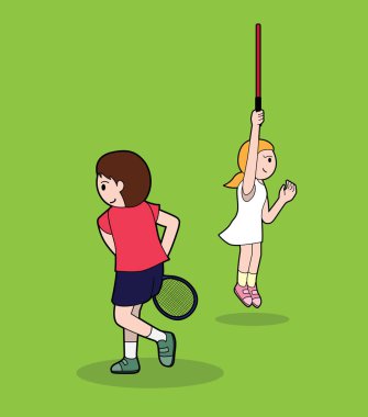 Tenis Pozu Vuruşu Çizgi film Vektör İllüstrasyonu 12