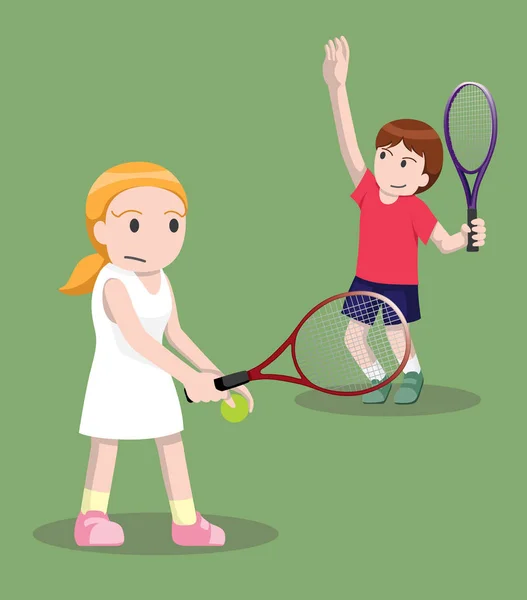 Tenis Pose Cartoon Wektor Ilustracji — Wektor stockowy