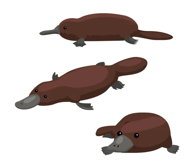 Australian Animal Platypus Tecknad Vektor Illustration — Stock vektor