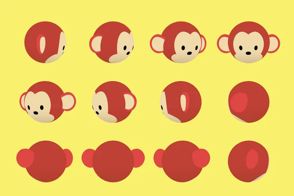 动物头猴动画旋转向量Illustration — 图库矢量图片