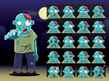 Zombi Karikatür Duygusu Vektör İllüstrasyonuna Karşı