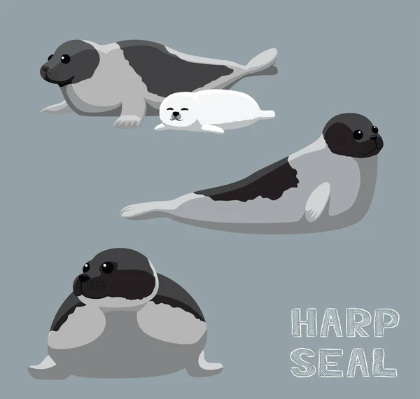 Harp Seal Cartoon Vector Ilustração —  Vetores de Stock