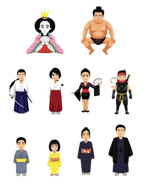 Japon Karakter Kostümü Çizgi Film Şirin Vektör Kostümü Geleneksel