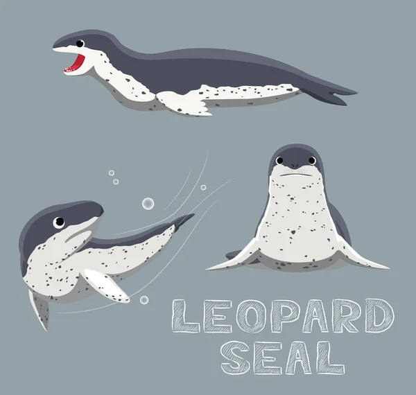 Leopard Seal Cartoon Vector Ilustração — Vetor de Stock