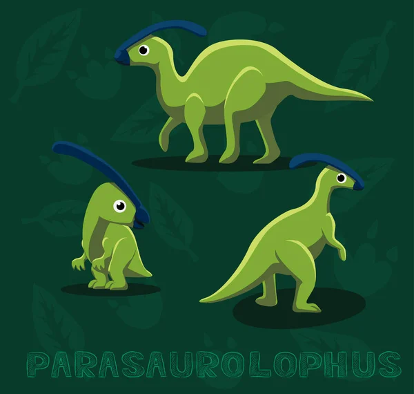 Dinozor Parasaurolophus Çizgi Film Vektör Llüstrasyonu — Stok Vektör