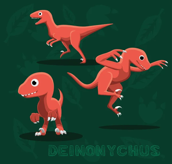 Illustration Vectorielle Dessin Animé Dinosaure Deinonychus — Image vectorielle