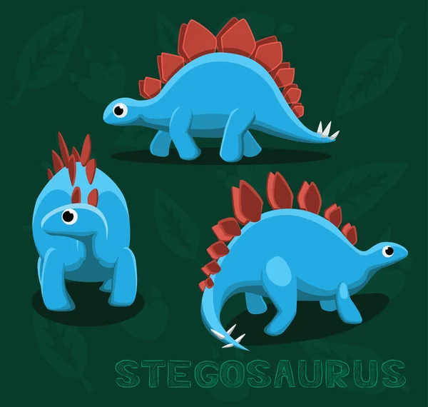 Dinosaurie Stegosaurus Tecknad Vektor Illustration — Stock vektor