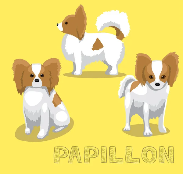 Hund Papillon Cartoon Vector Illustration — Stockvektor