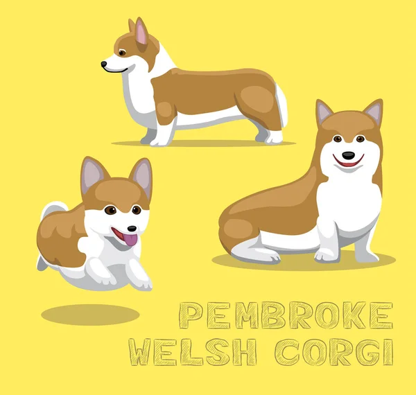 Dog Pembroke Galsh Corgi Çizgi Film Vektör Llüstrasyonu — Stok Vektör
