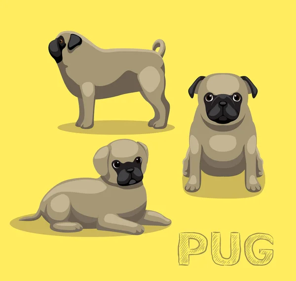 Pes Pug Cartoon Vector Illustration — Stockový vektor