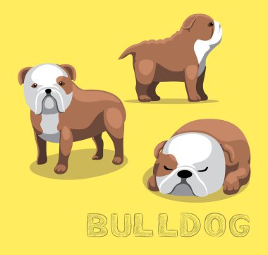 Dog Bulldog Çizgi Film Vektör İllüstrasyonu