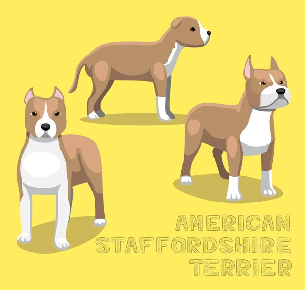 Amerikan Köpeği Staffordshire Teriyeri Çizgi Film Vektör Llüstrasyonu — Stok Vektör