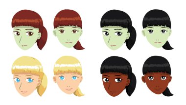 At Kuyruklu Kız Felç Vektörü İllüstrasyonu