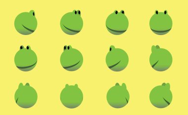 Hayvan Başlı Kurbağa Animasyon Dönen Vektör İllüstrasyonu 01