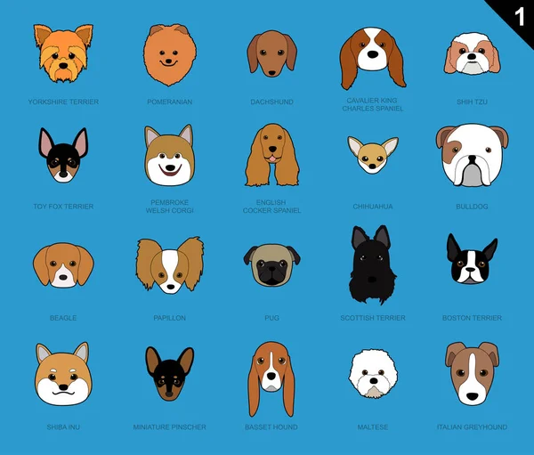 Πρόσωπα Σκύλου Εγκεφαλικό Εικονίδιο Γελοιογραφία — Διανυσματικό Αρχείο