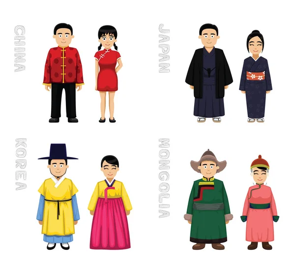 Traditional Costumes Cartoon Vector Illustration — Stockvektor