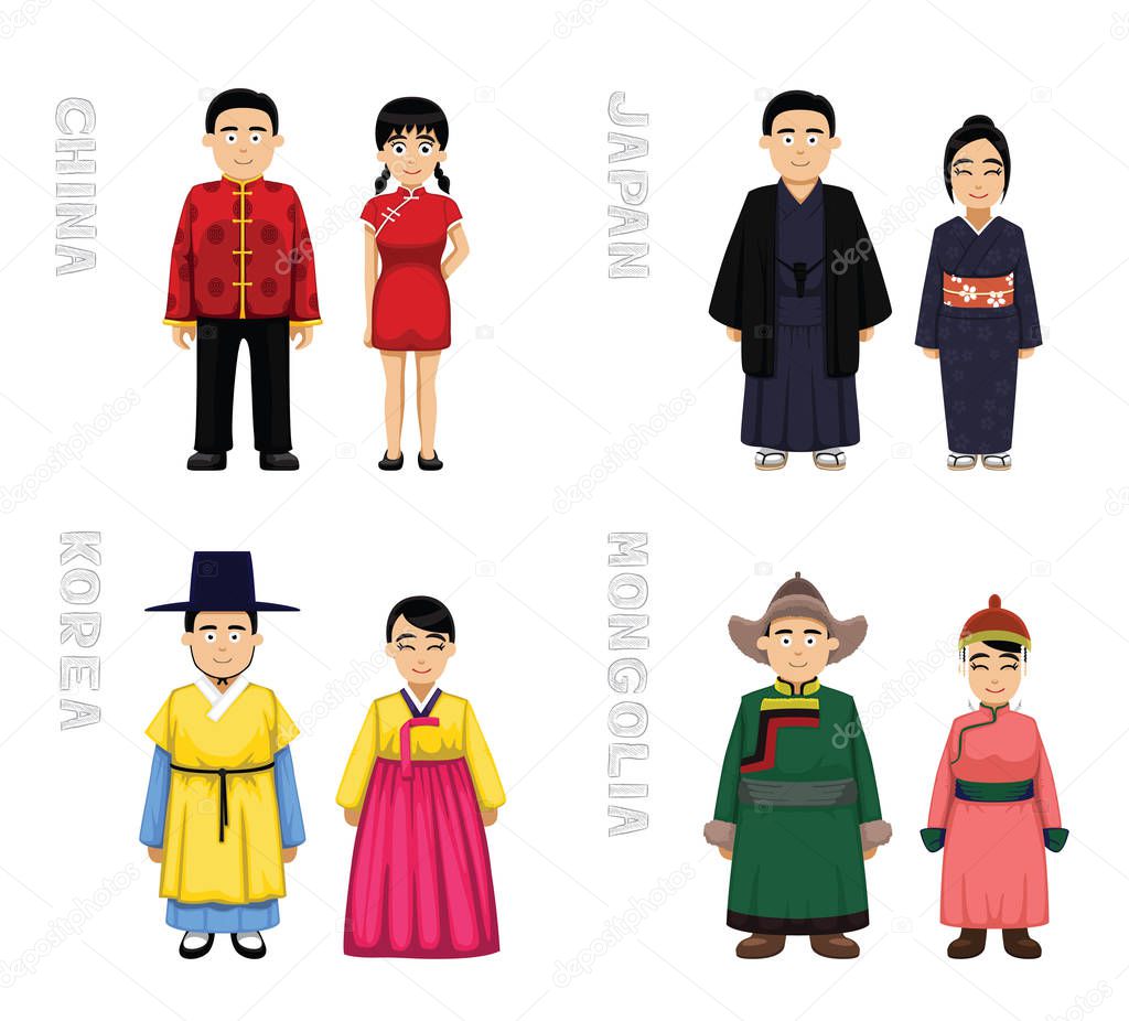 Traditional Costumes Cartoon Vector Illustration 1