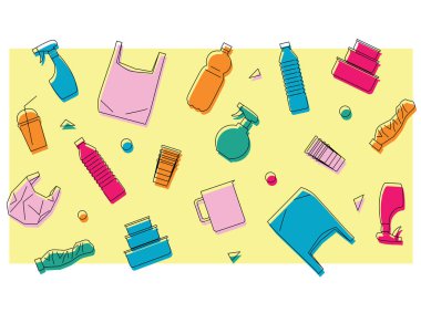 Plastik Ev Cismi Memphis Biçimli Vektör İllüstrasyonu