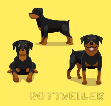 Köpek Rottweiler Çizgi Film Vektörü İllüstrasyonu