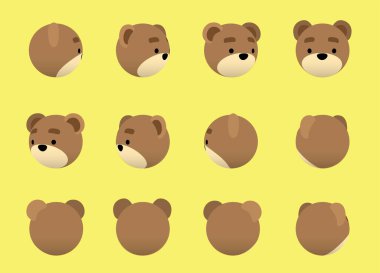 Hayvan Başı Animasyon Dönen Vektör İllüstrasyonu 01