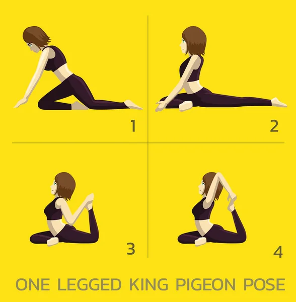 One Legged King Pigeon Yoga Manga Tutorial How Cartoon Vector — Stock Vector