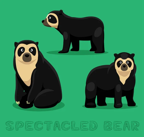 Urso Espectacled Urso Cartoon Vector Ilustração — Vetor de Stock