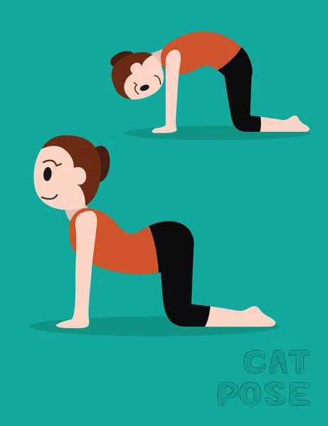 Yoga Cat Pose Cartoon Vector Illustration — 스톡 벡터