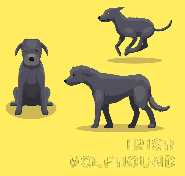 犬アイルランドのウルフハウンド漫画ベクトルイラスト — ストックベクタ