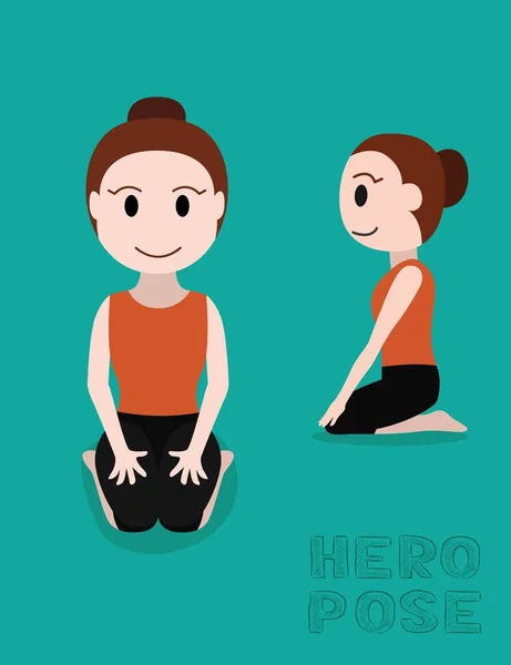 Yoga Hero Pose Cartoon Vector Illustration — Stock Vector