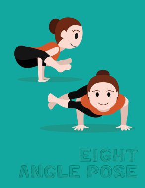 Yoga Sekiz Açı Karikatür Vektör İllüstrasyonu