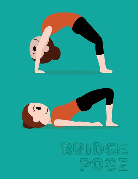 Yoga Puente Pose Dibujos Animados Vector Ilustración — Archivo Imágenes Vectoriales